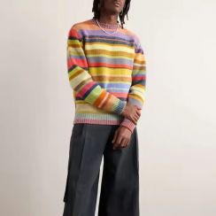 Rainbow Stripe Crew Neck Knit Sweater