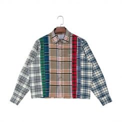 2Pcs Mens Large Size Long Sleeve Plaid Shirt