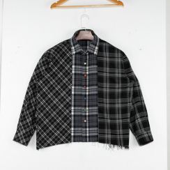 2Pcs Mens Fashion Patchwork Plaid Shirt