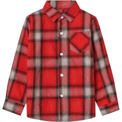 2Pcs Mens Dyed Red Plaid Shirt