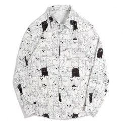 3Pcs Casual Printed Long Sleeve Mens Shirt