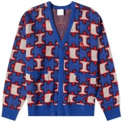 Mens Casual Jacquard Knit Cardigan