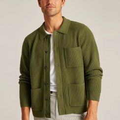 2Pcs Mens Fashion Ribbed Knit Lapel Cardigan